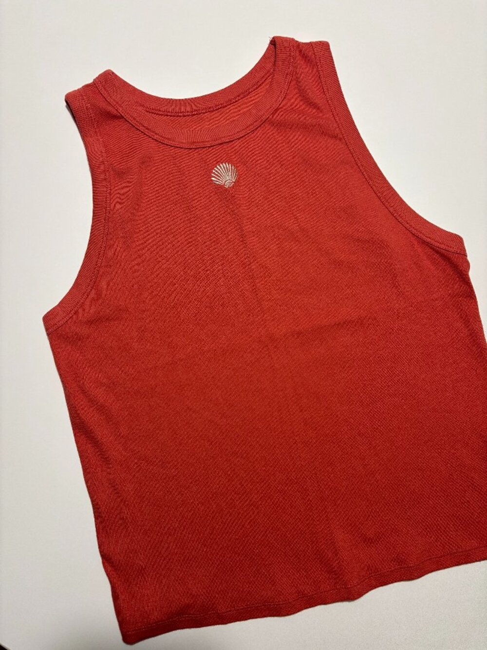 A New Day Orange/Red & White Coastal Beach Seashell Cotton Tank Top